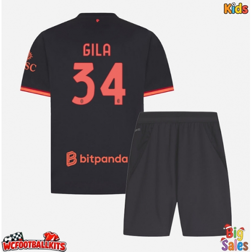 AC Milan Mario Gila #34 Replica Third Stadium Kit for Kids 2026-27 Short Sleeve (+ pants)